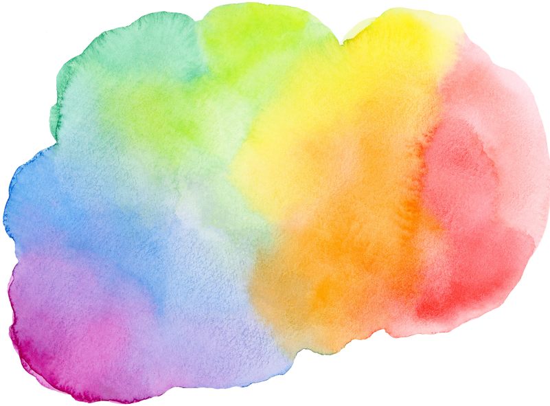 Bright rainbow oval brush stroke watercolor bubble